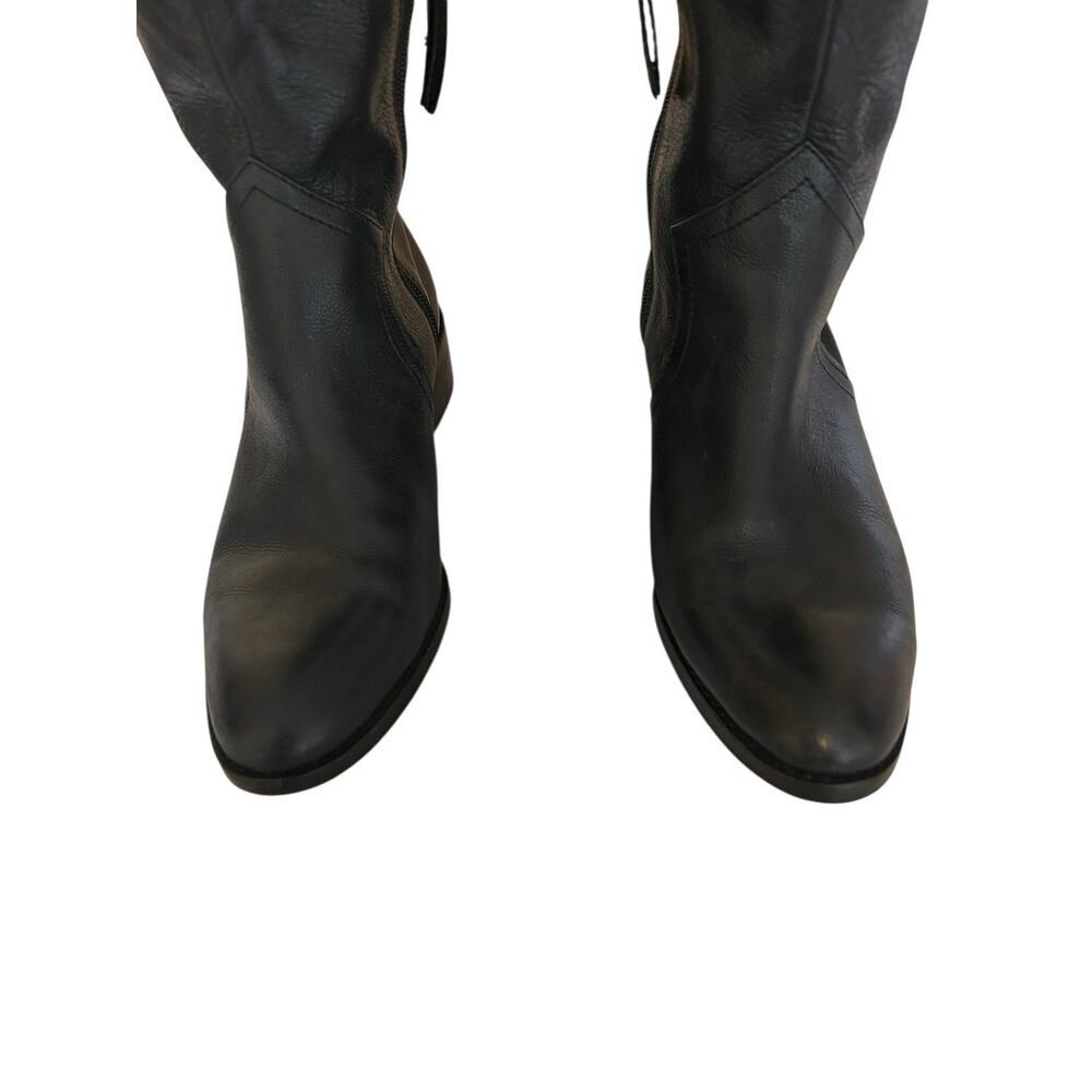Louise et Cie Women’s Black Knee High Leather Riding Boots Gold Logo Size 8 - Picture 3 of 15